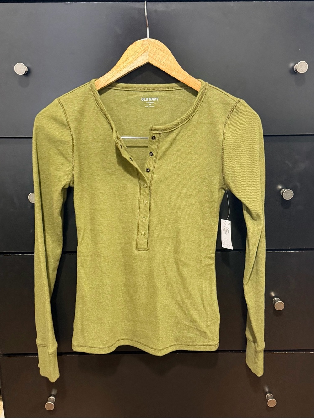 Old Navy Olive Green Long-Sleeve Henley Top